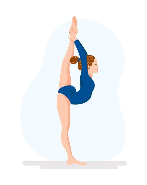 Meisjesturnster Ballerina Het Meisje Doet Een Gymnastische Oefening Sport Illustratie — Stockvector