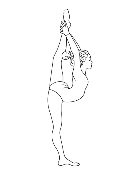 Schéma Une Gymnaste Fille Fait Exercice Gymnastique Illustration Sportive Vecteur — Image vectorielle