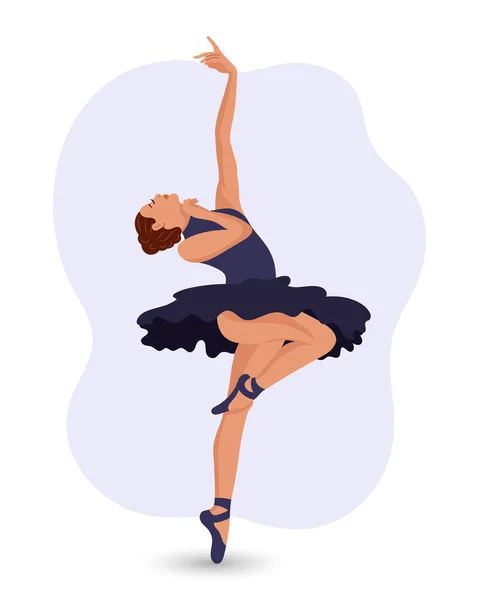 Женщина Синем Платье Танцует Балет Классический Балет Иллюстрация Плакат Вектор — стоковый вектор