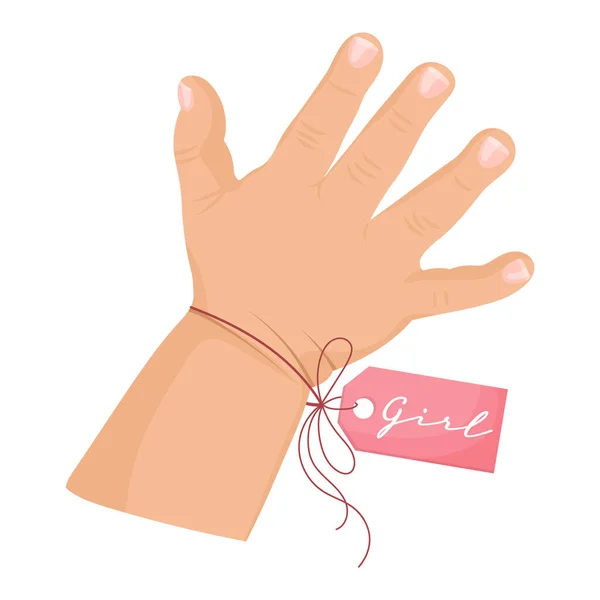 Дитяча Рука Рожевою Міткою Дівчина Піктограма Логотип Ілюстрація Новонароджених Пастельні — стоковий вектор