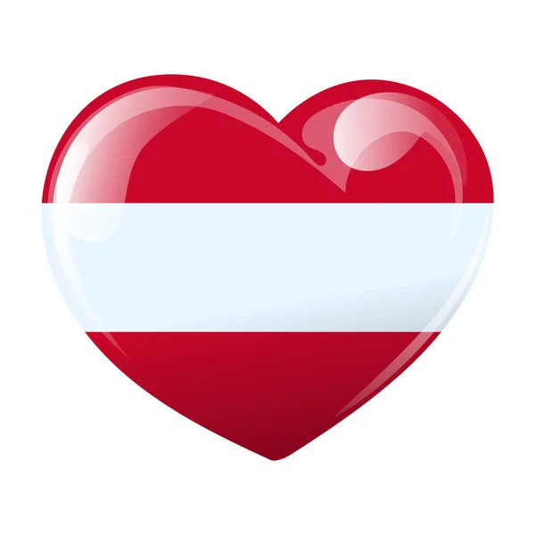 Bandeira Áustria Forma Coração Coração Com Bandeira Áustria Ilustração Vetor — Vetor de Stock