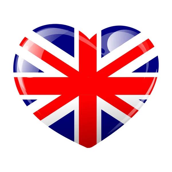 Флаг Британии Форме Сердца Сердце Флагом Великобритании Иллюстрация Вектор — стоковый вектор