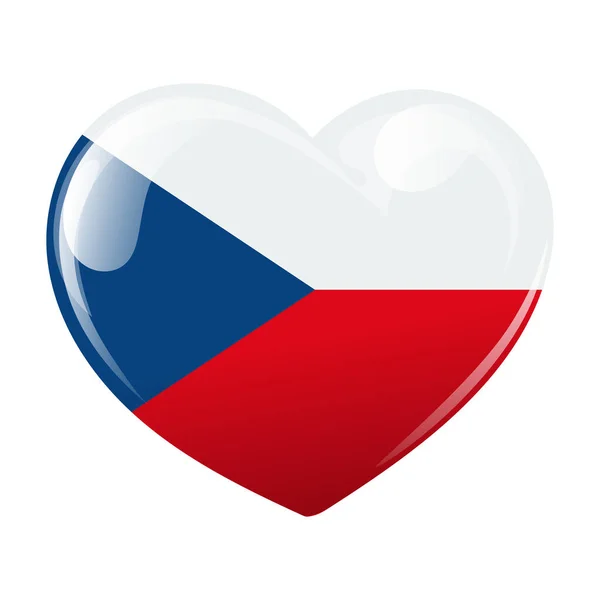 Cseh Köztársaság Zászlója Szív Alakban Szív Cseh Köztársaság Zászlajával Illusztráció — Stock Vector