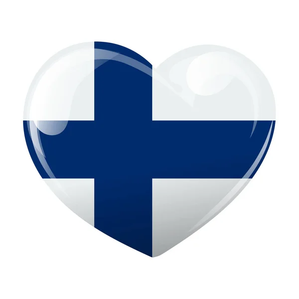 芬兰国旗是心形的 带着芬兰国旗的心3D说明 — 图库矢量图片