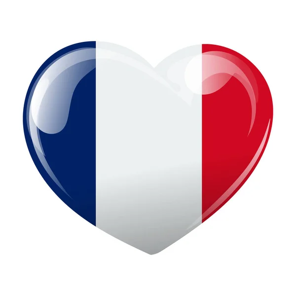 Vlag Van Frankrijk Vorm Van Een Hart Hart Met Vlag — Stockvector