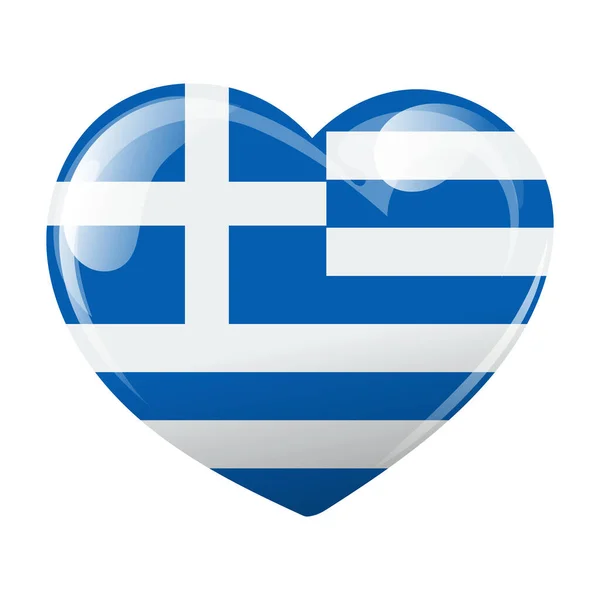 心の形でギリシャの旗 ギリシャの国旗を胸に 3Dイラスト ベクター — ストックベクタ