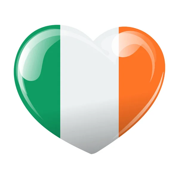 Bandiera Irlanda Forma Cuore Cuore Con Bandiera Irlanda Illustrazione Vettore — Vettoriale Stock