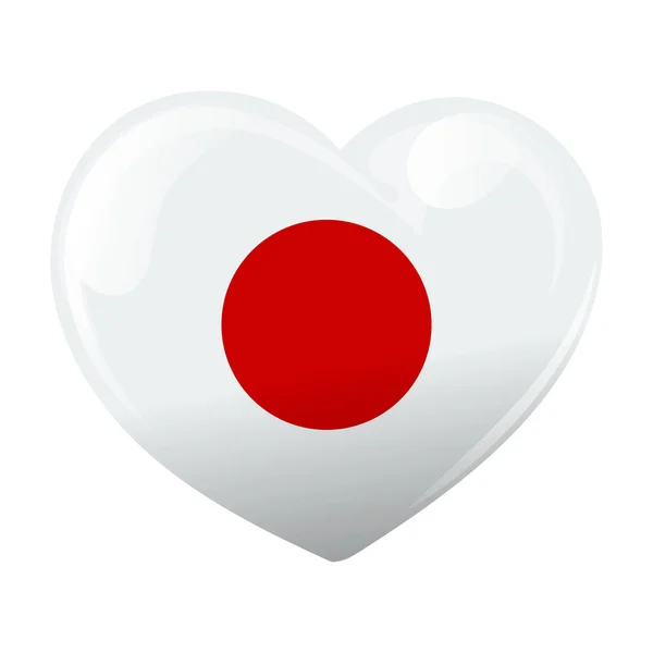 Bandeira Japão Forma Coração Coração Com Bandeira Japão Ilustração Vetor — Vetor de Stock