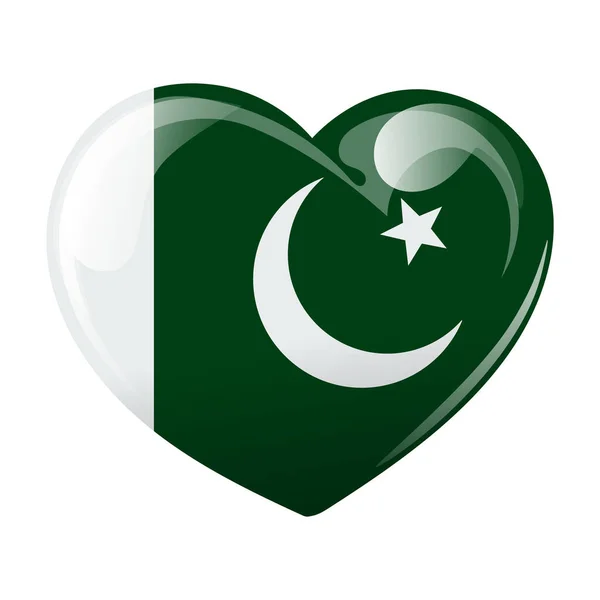 Kalp Şeklinde Pakistan Bayrakları Var Pakistan Bayrağı Taşıyan Bir Kalp — Stok Vektör
