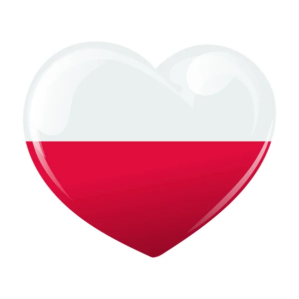 波兰国旗是心形的 心与波兰国旗 3D插图 — 图库矢量图片