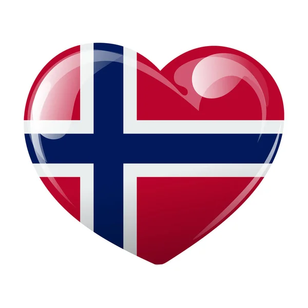 Flaga Norwegii Kształcie Serca Serce Flagą Norwegii Ilustracja Wektor — Wektor stockowy