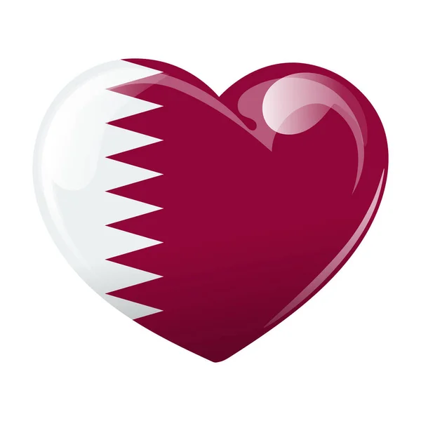 Katar Kalp Şeklinde Bayrağı Katar Bayraklı Kalbi Illüstrasyon Vektör — Stok Vektör