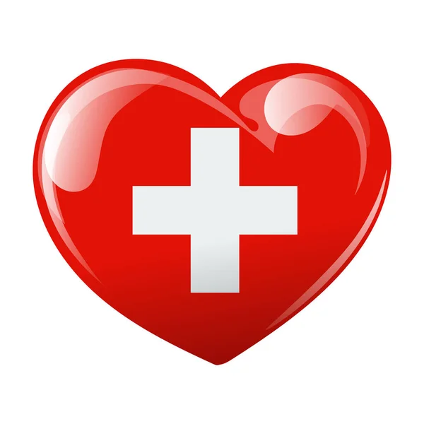 stock vector Flag of Switzerland in the shape of a heart. Heart with the flag of Switzerland. 3D illustration, vector