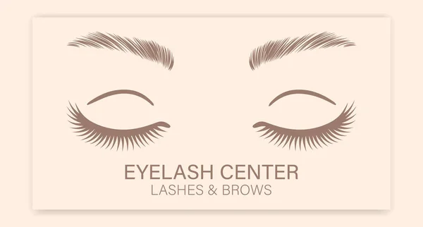 Kvinnliga Ögon Med Långa Ögonfransar Och Ögonbryn Skönhetslogo För Ögonfrans — Stock vektor