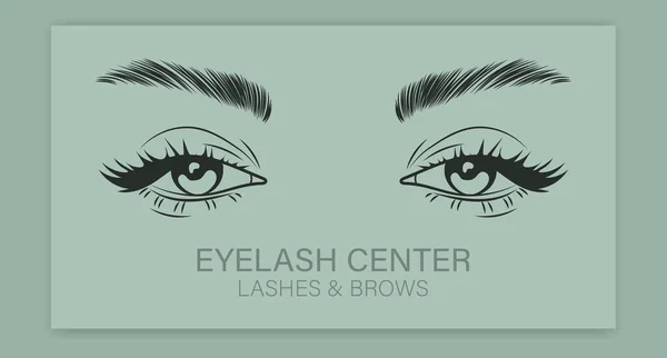 Kvinnliga Ögon Med Långa Ögonfransar Och Ögonbryn Skönhetslogo För Ögonfrans — Stock vektor