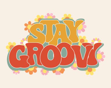Letting Stay 'in çiçekli hali. El çizimi kaligrafik yazı, cümle. Bebek baskısı, çizgi film logosu, vektör