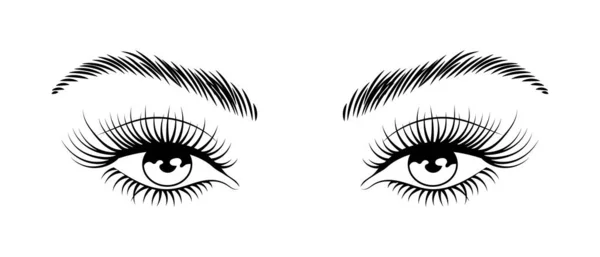 Female Eyes Long Eyelashes Eyebrows Female Languid Look Beauty Logo — Stock Vector