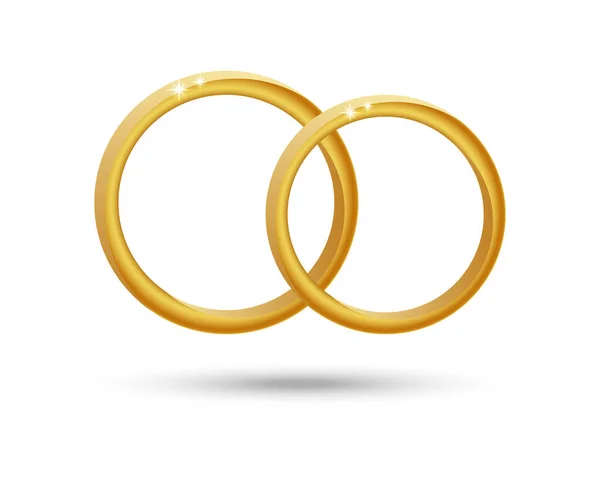 Золотые Свадебные Кольца Белом Фоне Икона Роскоши Дизайн Свадебных Приглашений — стоковый вектор