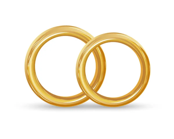 Goldene Eheringe Auf Weißem Hintergrund Luxus Symbol Design Für Hochzeitseinladungen — Stockvektor
