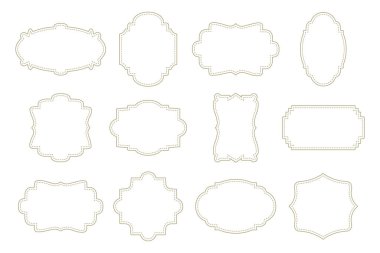 Metin ve etiketler için farklı kıvrımlı çerçeve koleksiyonu. İçerik çerçeveleri, şablonlar, simgeler, vektörler