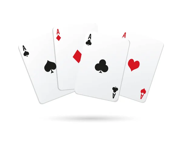 Ensemble Cartes Jouer Coeurs Pique Diamants Clubs Icônes Casino Vecteur — Image vectorielle