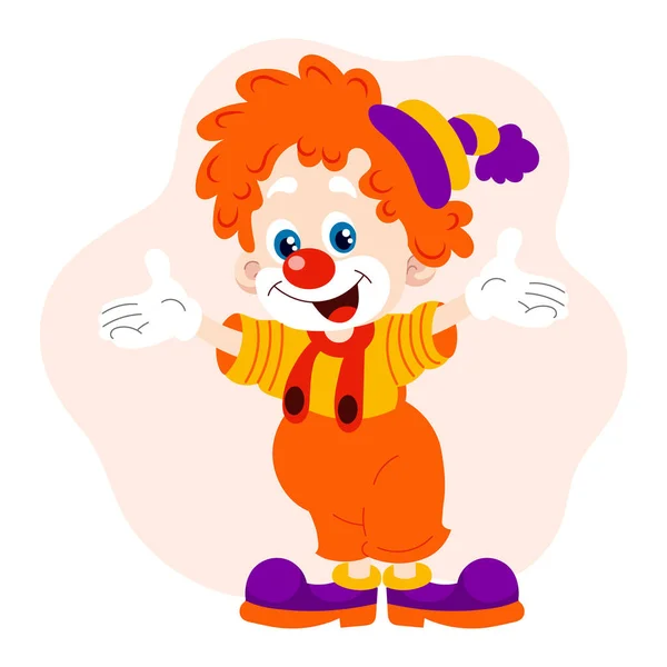 Söt Tecknad Clown Barnens Kort Tryck Färgglad Illustration Vektor — Stock vektor