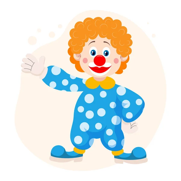 Милый Смешной Клоун Мультика Детская Открытка Печать Красочная Иллюстрация Вектор — стоковый вектор
