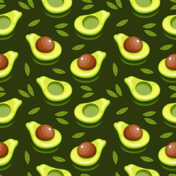 Sömlös Mönster Färgglada Avokado Med Blad Grön Bakgrund Frukt Bakgrund — Stock vektor