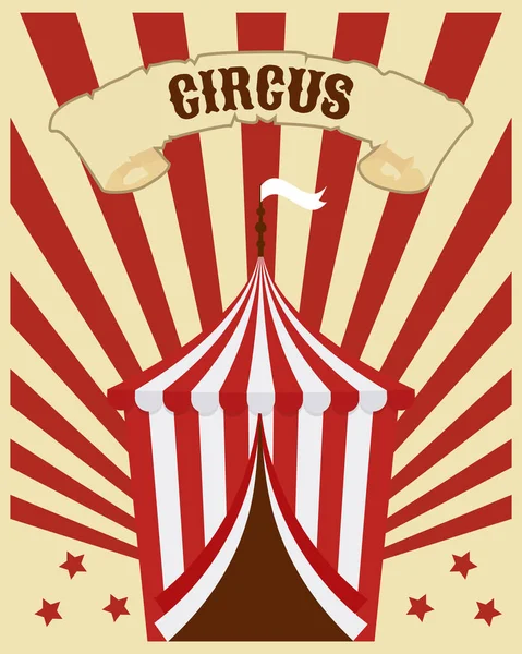 Affiche Cirque Colorée Grand Chapiteau Sur Fond Arc Ciel Rayé — Image vectorielle