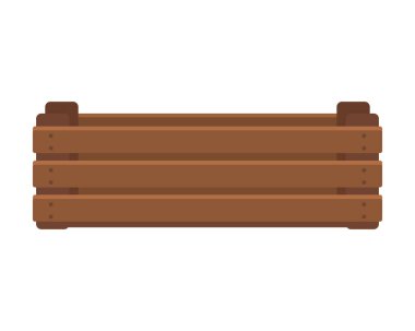 Tahta kutu beyaz arka planda izole edilmiş. Simge, vektör