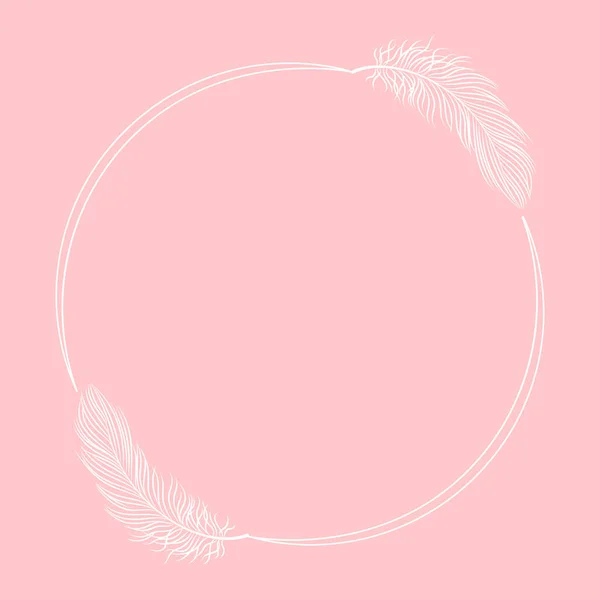 White Luxury Frame Peacock Bird Feathers Pink Background Design Invitations — Stock Vector