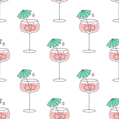 Kusursuz desen, beyaz arka planda canlandırıcı meyve kokteylleri. İçki arkaplanı, tekstil