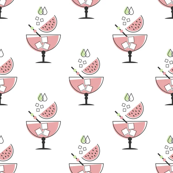 Seamless Pattern Refreshing Fruit Cocktails White Background Drinks Background Textile — Stock Vector