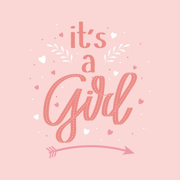 它是女孩 书法题词 字体设计 粉红背景手绘字体 — 图库矢量图片