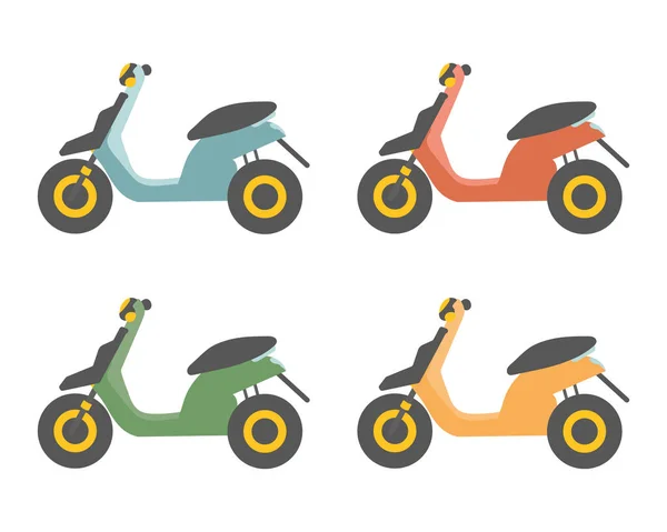 Ensemble Scooters Transport Icônes Dans Style Plat Vecteur — Image vectorielle