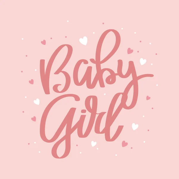 Baby Girl Calligraphic Inscription Quote Phrase Greeting Card Poster Typographic — Stock Vector