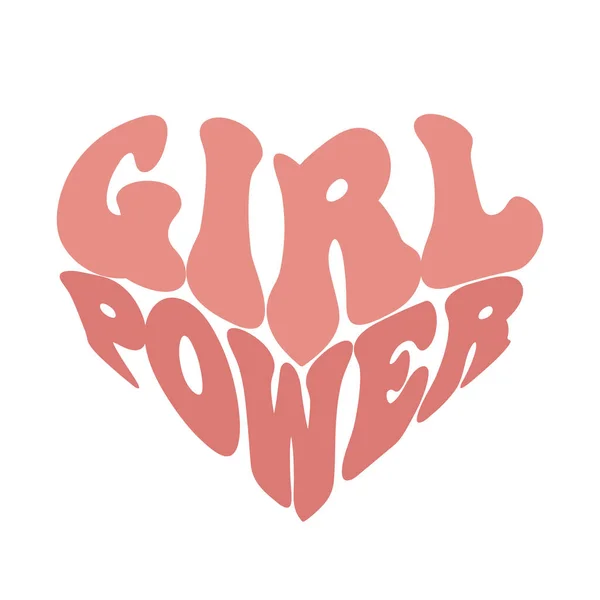 Power Girl Lettrage Forme Cœur Inscription Calligraphique Citation Phrase Carte — Image vectorielle