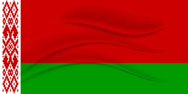 Die Nationalflagge Weißrusslands Mit Der Wirkung Von Seidenstoff Abbildung Vektor — Stockvektor