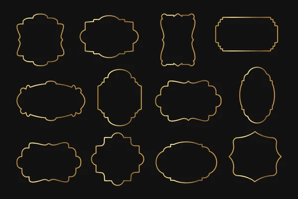 テキスト ラベルのための豪華な黄金の巻き枠のコレクション テンプレート アイコン ベクトル — ストックベクタ