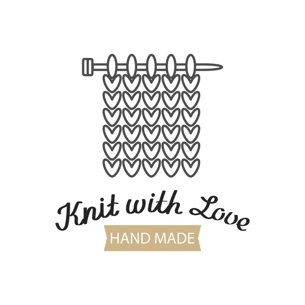 Tricotar Com Letras Amor Agulhas Tricô Com Tecido Malha Ícone — Vetor de Stock
