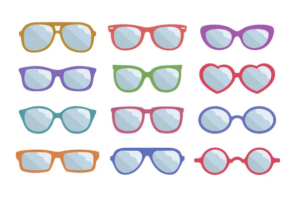 Συλλογή Από Μοντέρνα Hipster Καλοκαιρινά Γυαλιά Ηλίου Γυαλιά Ηλίου Καλοκαιρινά — Διανυσματικό Αρχείο