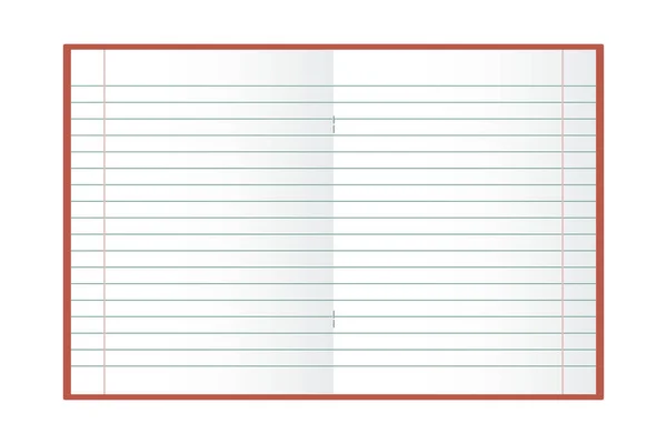 Školní Zápisník Mockup Prázdný Zápisník Řádku Bílém Pozadí Ilustrace Vektor — Stockový vektor