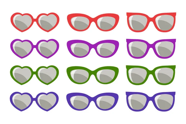 Collezione Occhiali Sole Alla Moda Estate Hipster Occhiali Sole Moda — Vettoriale Stock