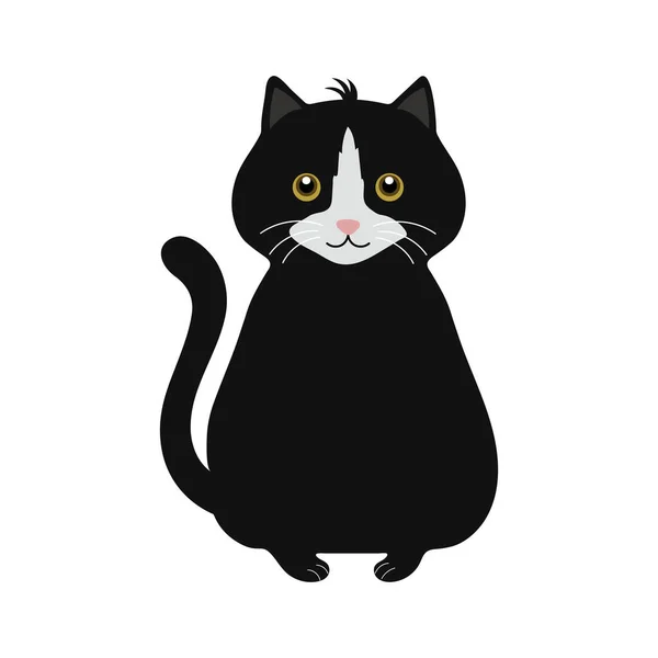Χαριτωμένη Αστεία Μαύρη Γάτα Εικονογράφηση Μωρό Κινουμένων Σχεδίων Εκτύπωση Κάρτα — Διανυσματικό Αρχείο