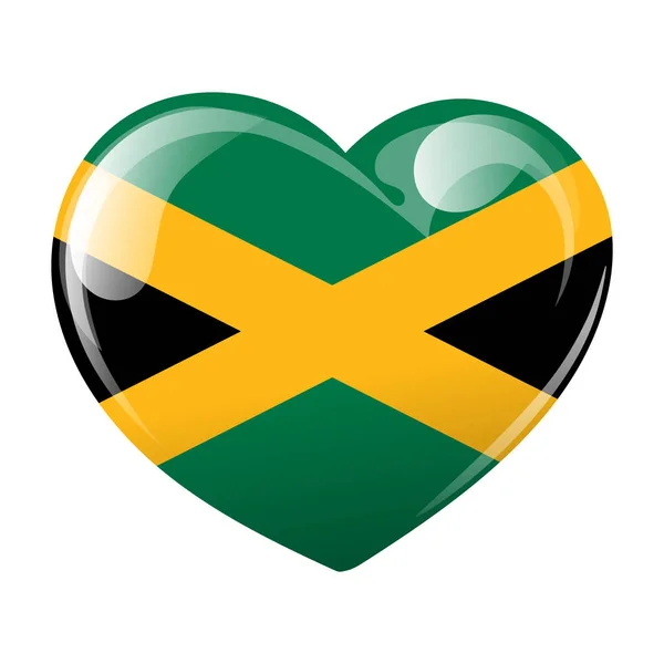 Bandera Jamaica Forma Corazón Corazón Con Bandera Jamaica Ilustración Vector — Vector de stock