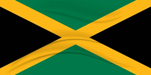 Bandiera Nazionale Della Giamaica Con Effetto Seta Illustrazione Banner Politico — Vettoriale Stock