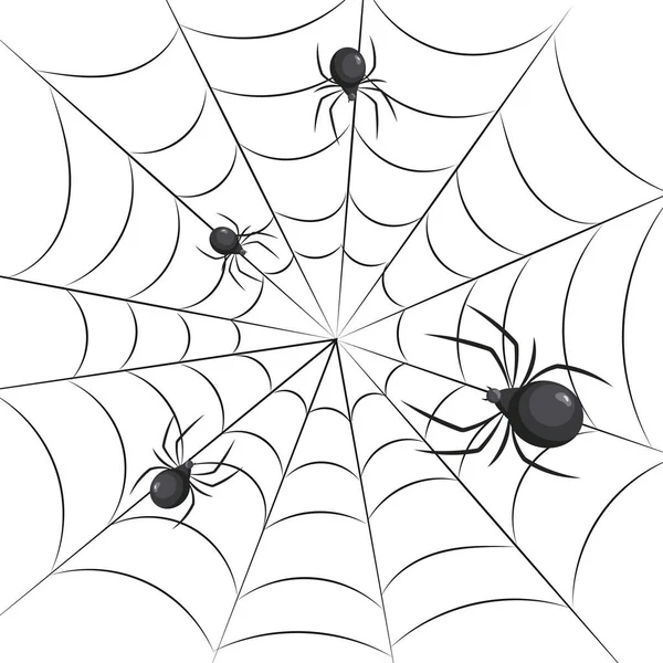 Αράχνες Στο Διαδίκτυο Έντομα Λευκό Φόντο Εικονογράφηση Φόντο Διάνυσμα — Διανυσματικό Αρχείο