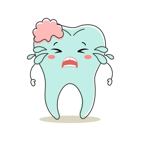Нездоровий Персонаж Зубів Гаваї Тартаром Милий Мультяшний Персонаж Стоматологічна Допомога — стоковий вектор