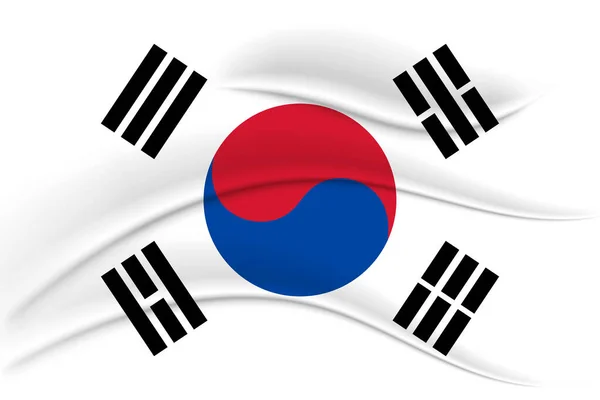 Государственный Флаг Южной Кореи Шелковым Эффектом Иллюстрация Политическое Знамя Вектор — стоковый вектор