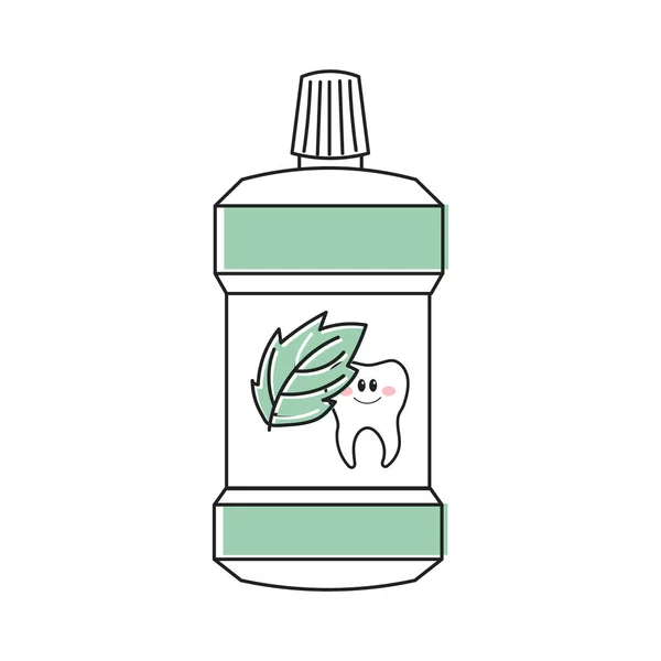 Rinsing Elixir Teeth Cartoon Doodle Illustration Dental Care Logo Icon — Stock Vector